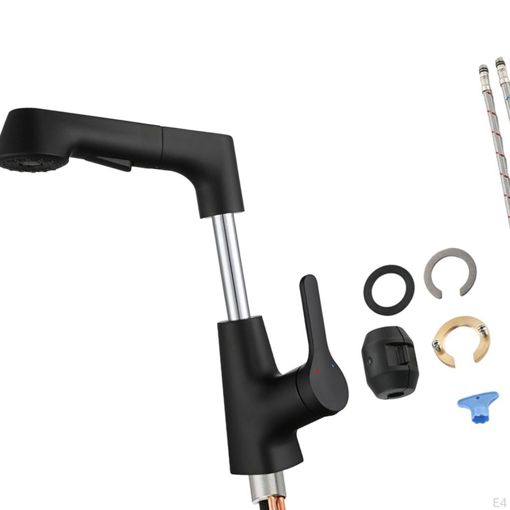 Bathroom Sink Faucet with Pull Out Sprayer Kitchen Flexible 2 Water Modes,