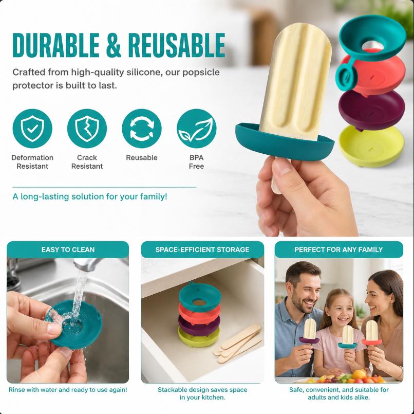 Set of 4 Silicone Ice Cream Holders Conical Holders with a Drip-proof Design Nonstick Drip Handle Food Grade Popsicle Stand