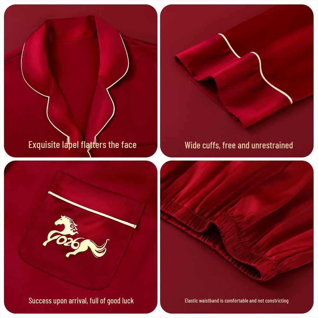 2026 Year of the Horse: Red Zodiac Pajamas Set for Newlywed Couples