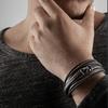 Bracelet 20cm Black Gold PU Leather Bangle Arm Jewelry Braided Wrap [SERASAR] Men's Men's