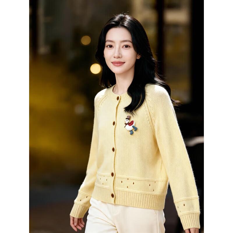 Basic House Women's Hollow-Knit Button-Down Cardigan
