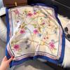 70Cm Silk Scarf Women'S French Elegant Small Floral Print Scarf Small Square Scarf With Headscarf
