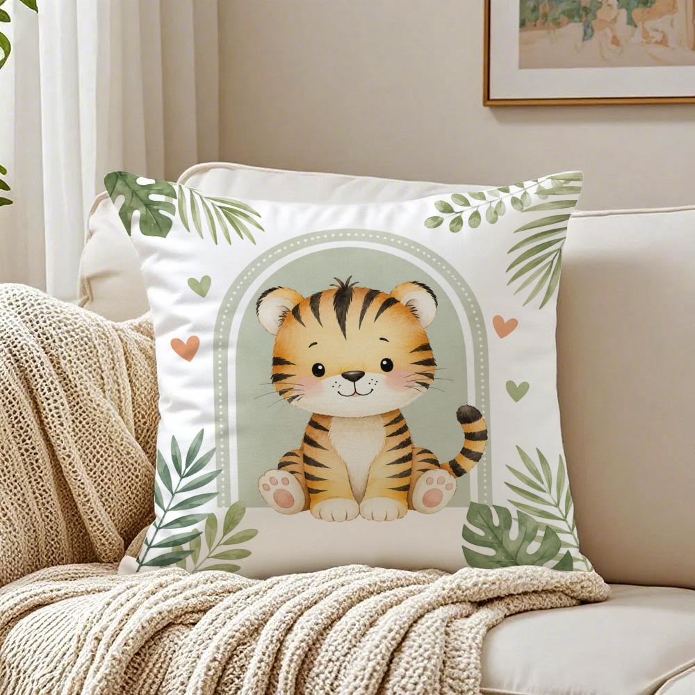 Cute AnimalPrinted Pillow Case Breathable Organic Short Plush Cushion Covers Machine Washable WrinkleResistant Soft Durable