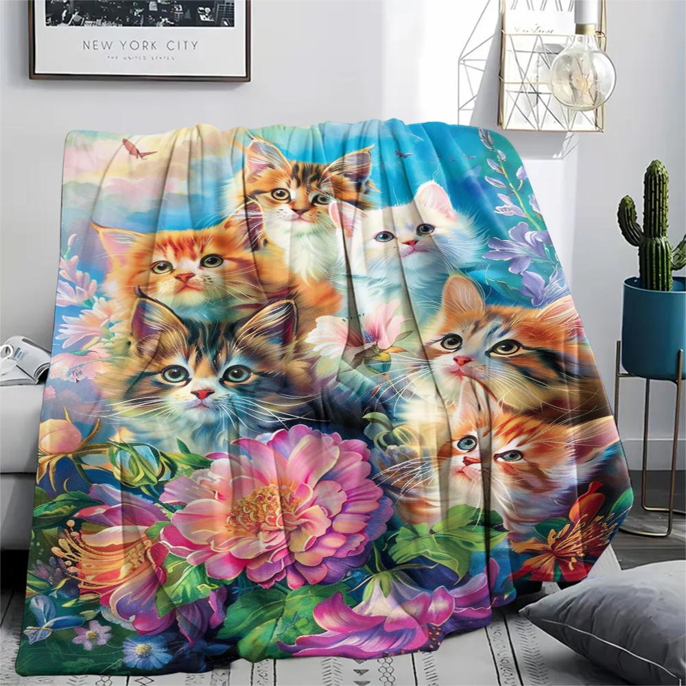 1 Peça Manta de Flanela com Estampa de Desenho Animado, Alta Qualidade Confortável para Todas as Estações, Decoração de Casa, Calor e Conforto, Perfeita para Presente de Natal Aniversário