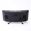 Compact LED alarm clock with digital time temperature and humidity display and adjustable brightness for night