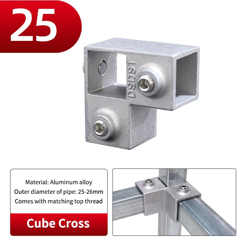 20x20mm Čtvercová trubka Třícestný 25x25mm 30x30mm Hliníková slitina Koleno Spojka Příslušenství Pevný spoj trubky