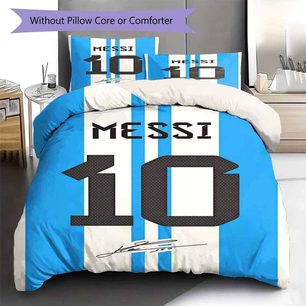 Lionel Messi Pattern Bedding,Quilt Set Quilt Cover Pillowcase Home Birthday Gift(1 * duvet cover + 2 * pillowcase, without core)