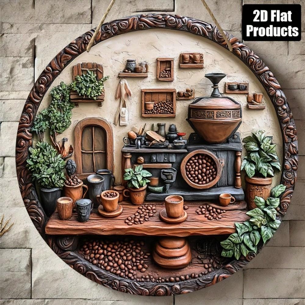 

Vintage Metal Tin Sign Coffee Machine Decor Artwork for Kitchen Cafe Bar 20x20 разноцветный
