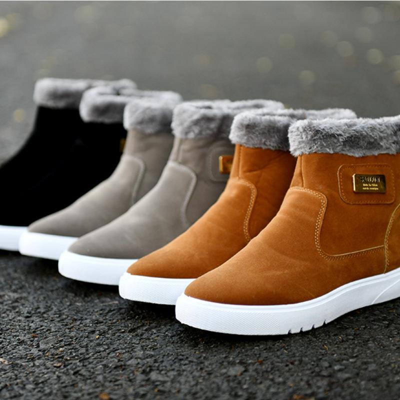 Winter Men's Snow Boots Plush Warm Men Ankle Boots Brand High-top Casual Leather Shoes for Men Comfortable Zapatos Para Hombres