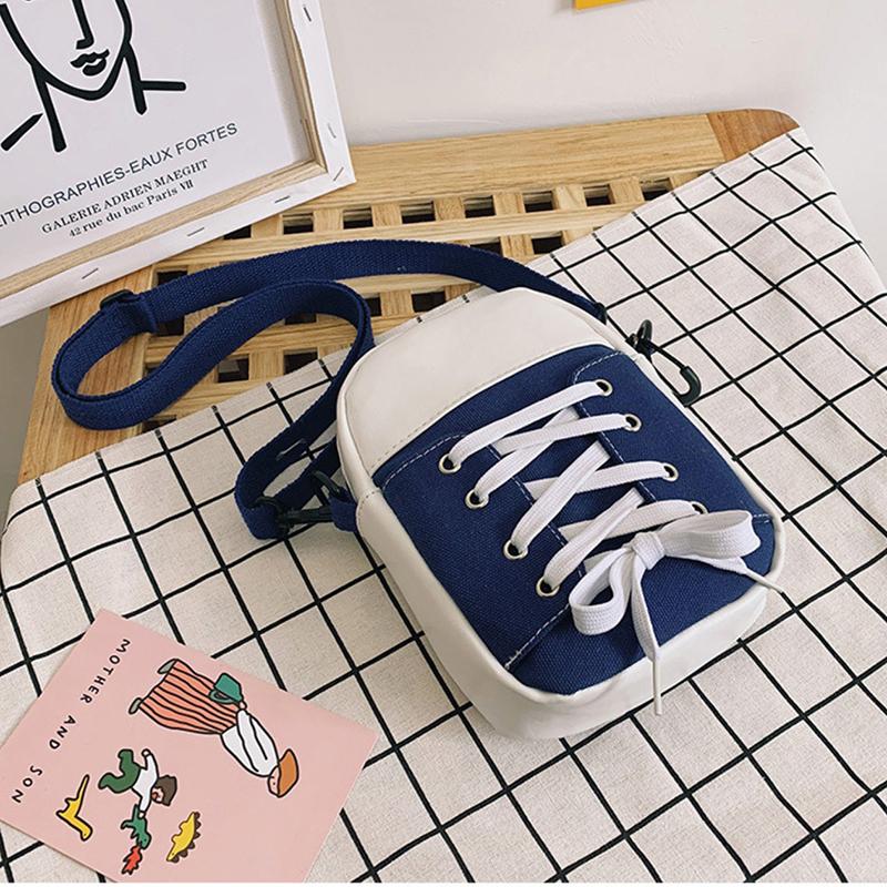 Korean Style Patchwork Canvas Crossbody Bag Women'S Bag Creative Student Shoulder Bag