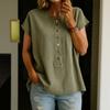 Women's Short-sleeved Plain-colored Button-up Blouse