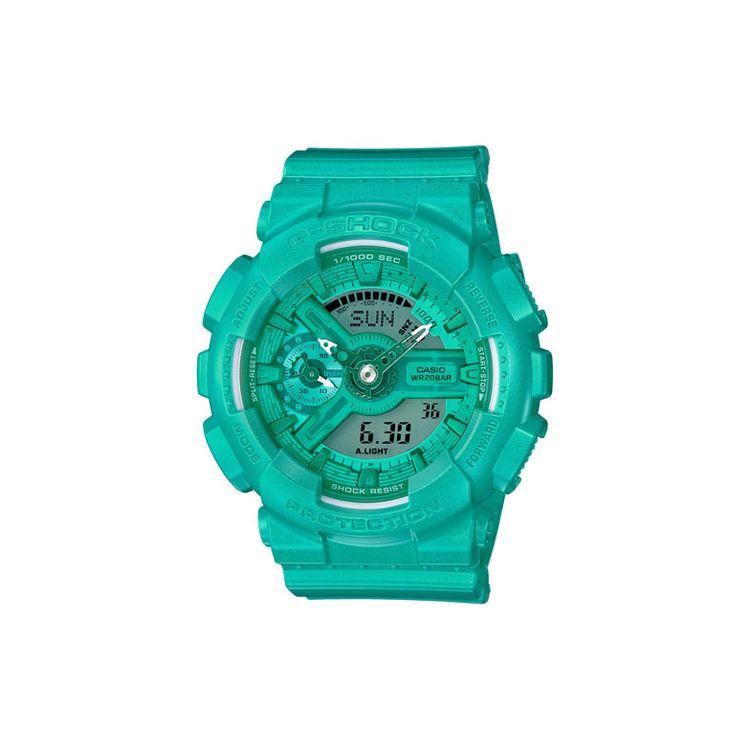 

Casio Dual Display Series Matte Crayon Texture Classic Pointer Waterproof Sports Quartz Watch Women watches Green GMA-S110VC-3A Lake Green Watch Dial