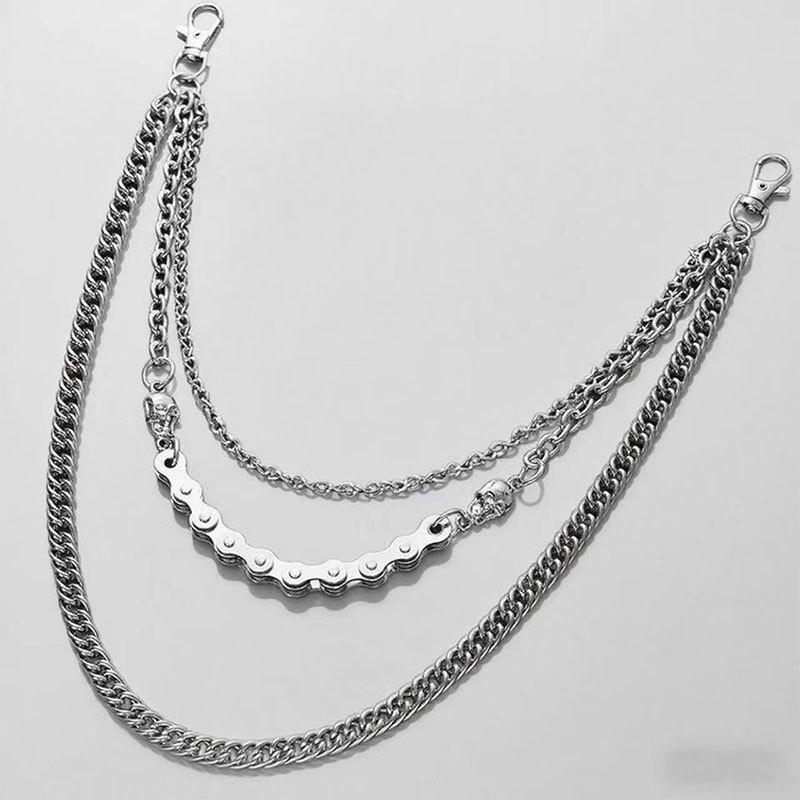 Cool Skull Waist Chain Trendy Personalized Locomotive Chain Non-Mainstream Street Dance Hip Hop Punk Rock Jeans Chain