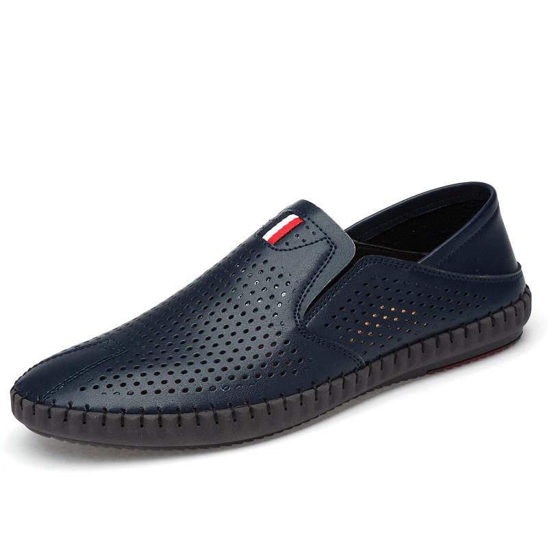 2024 Spring Autumn New Breathable Loafers Soft Sole Anti Slip Trendy Deep Blue Men's Flat Shoes Fashion Men's Work Shoes