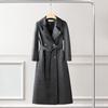 Elegante Soprabito Lungo da Donna Trench Vintage in Pelle Cappotto Mezza Lunghezza Slim Fit Primavera Autunno Capospalla