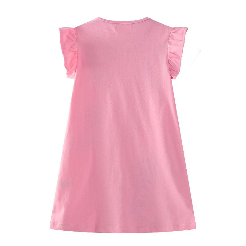 Summer New Girls' Short Sleeve Dress Embroidered Round Neck Knitted Fashion Princess Dress