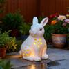 Solar Garden Statues Solar Bunny Light Resin Outdoor Statues for Easter Patio Balcony Yard Lawn Porch Spring Holiday