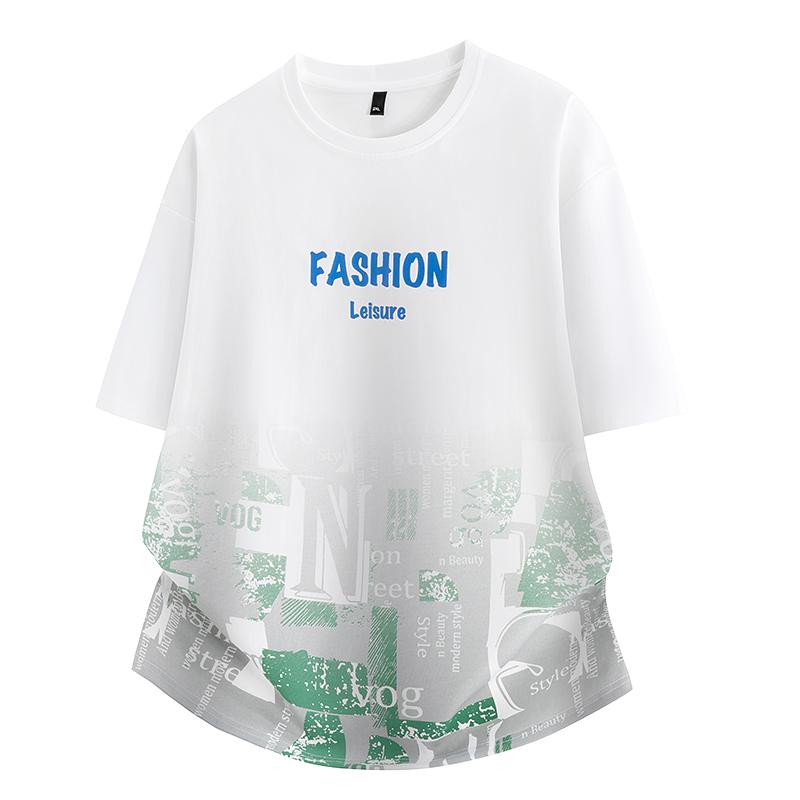 

Summer Round Neck Short Sleeved T-shirt Men s Casual Half Sleeved T-shirt Top Color Blocked Breathable T-shirt 5XL