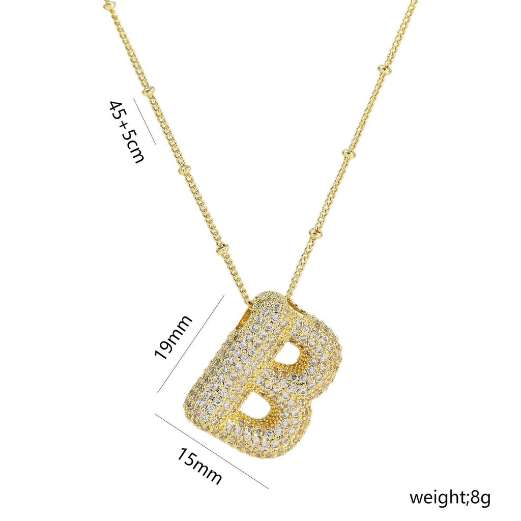 Elegante Collana con Ciondolo Alfabeto in Oro 18 Carati Placcato Zircone