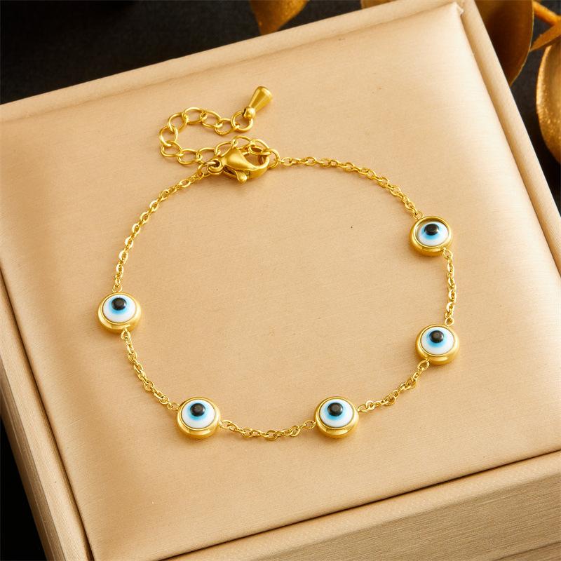 Gold Evil Eye Jewelry Set Necklace Bracelet Earrings for Women