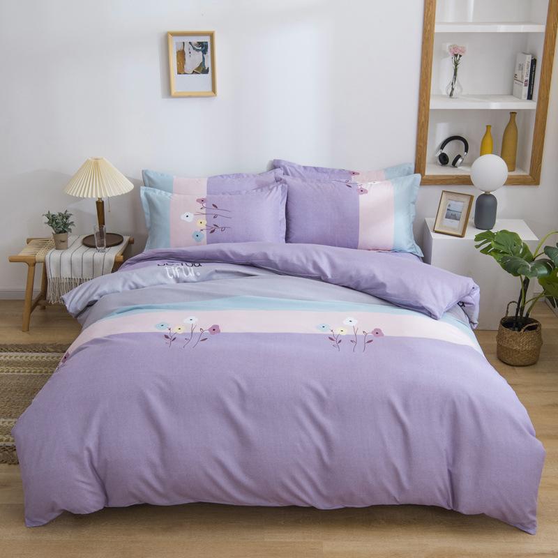 Live Stream Thickened Platinum Cotton Sanded Four-piece Set, Bed Sheet Quilt Cover, Student Dormitory Three-piece Set, Bedding