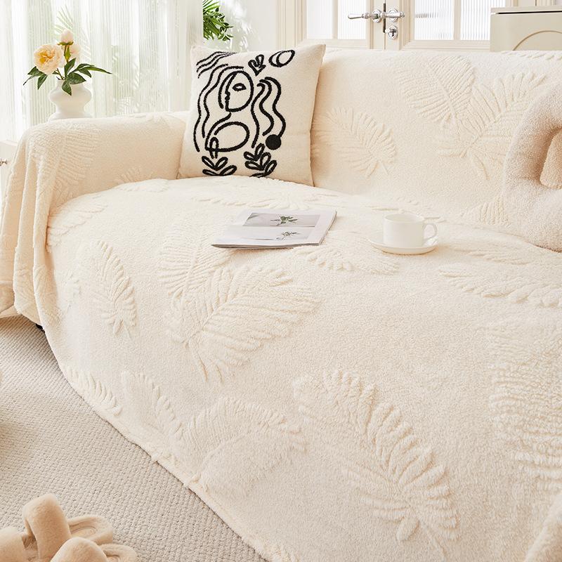 Shu Bomull Fløyel Tredimensjonalt Preget Sofahåndkle Fullt Dekke Klut Ins Stil Vinter Varmt Sofatrekk Altomfattende Universelt Dekke Teppe
