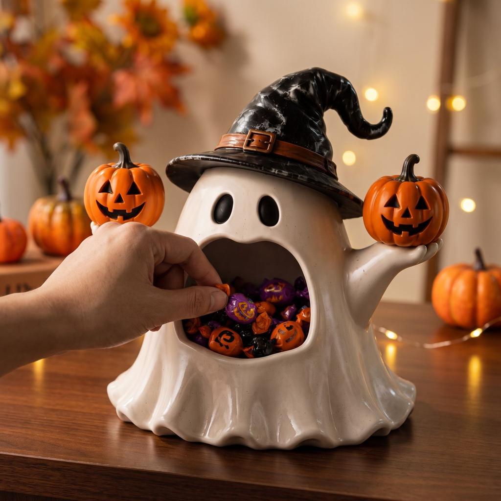 Halloween Candy Jar with Lid for Desktop Storage and Party Display