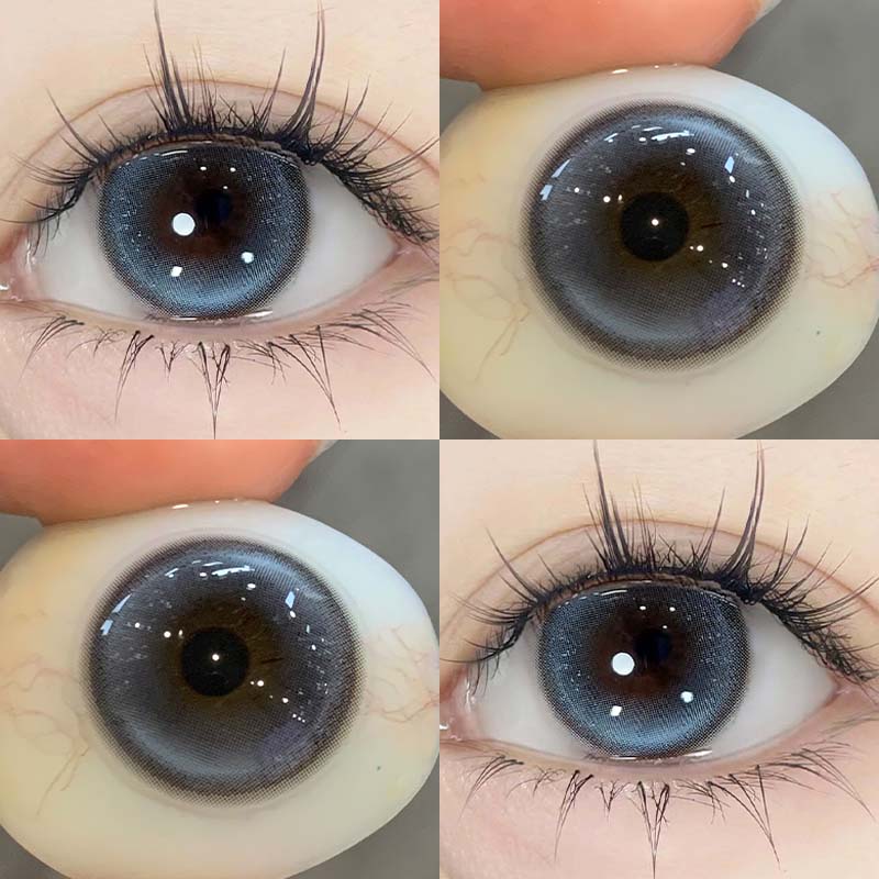 

2 шт. контактні лінзи Mill Creek Makeup сині/коричневі/сірі м які лінзи для очей, 6-12 місяців використання -8.00 сірий