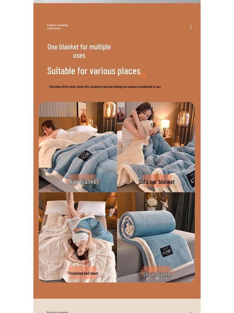 Milchsamt Verdickte Dreilagige Fleecedecke für Einzel- oder Doppelbett - Warme und Kuschelige Tagesdecke, Perfekt für Geschenke und Gruppenbestellungen