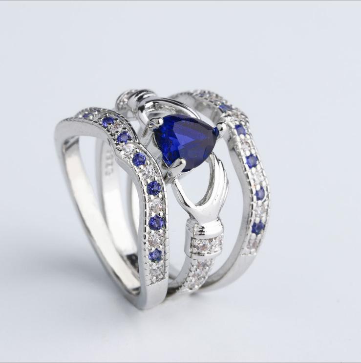 Hecheng Zircon Ring Set: Triple-pack of 8 Hearts & Arrows Micro-inlaid Jewelry - Fashion Love Diamond Ring.