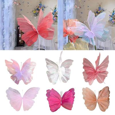 Big Size 3D Butterfly Decoration Three Dimensional 50cm Large Simulation Butterfly Hollow Design Romantic Style