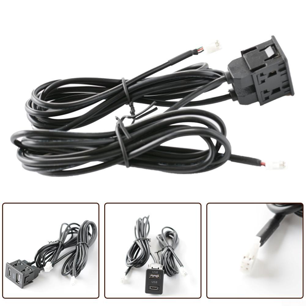 Car Dash Mount USB+TYPE-C Port Panel Interface Extension 145cm Cable Adapter