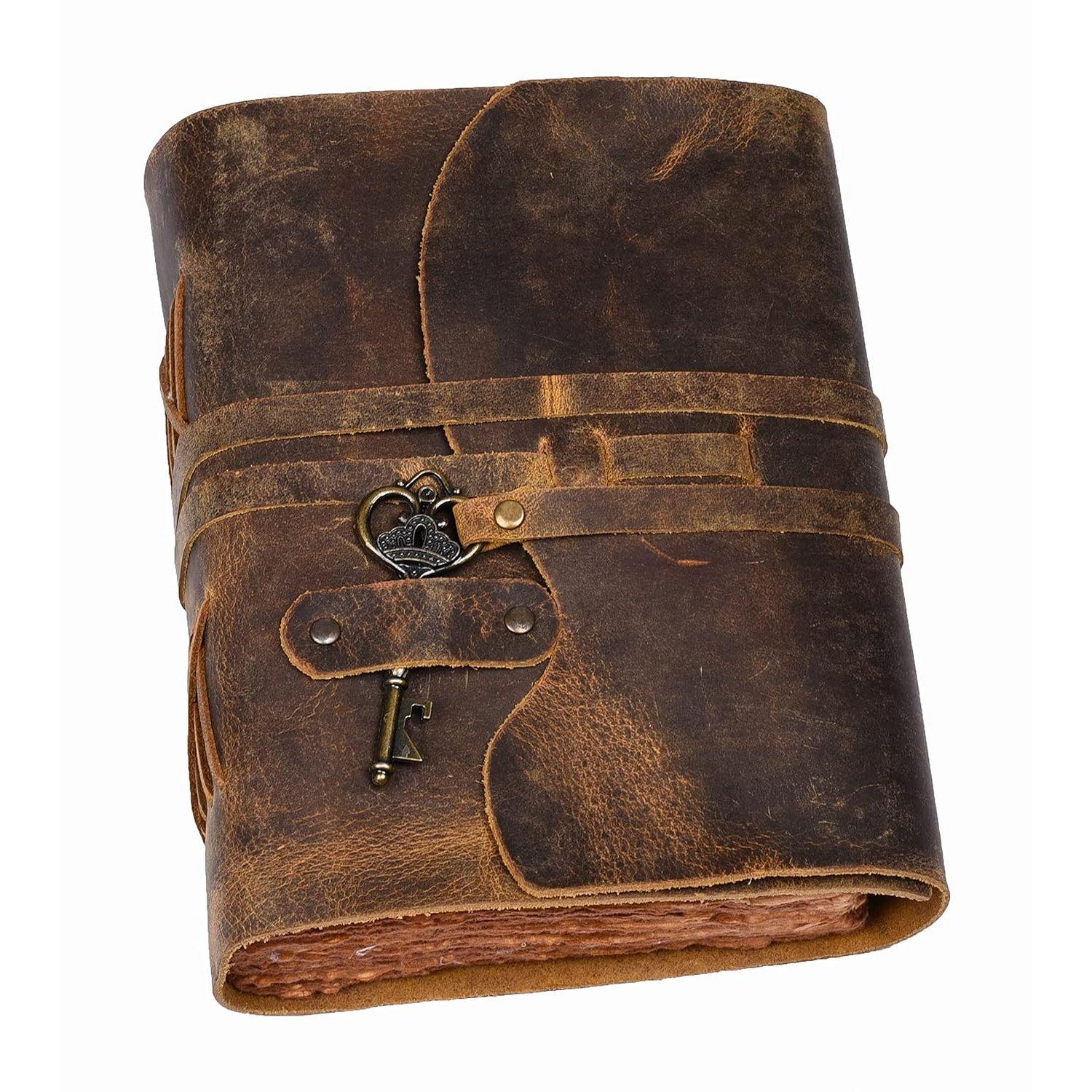 Genuine Leather Diary | Vintage Handmade Leather Journal | Premium Antique Key Closure |