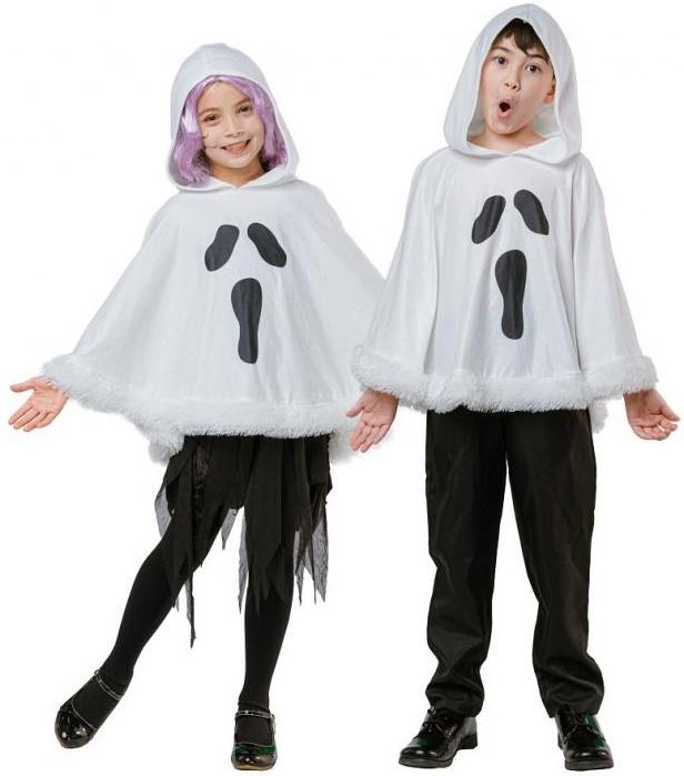Ghost Hooded Cape Poncho Costume