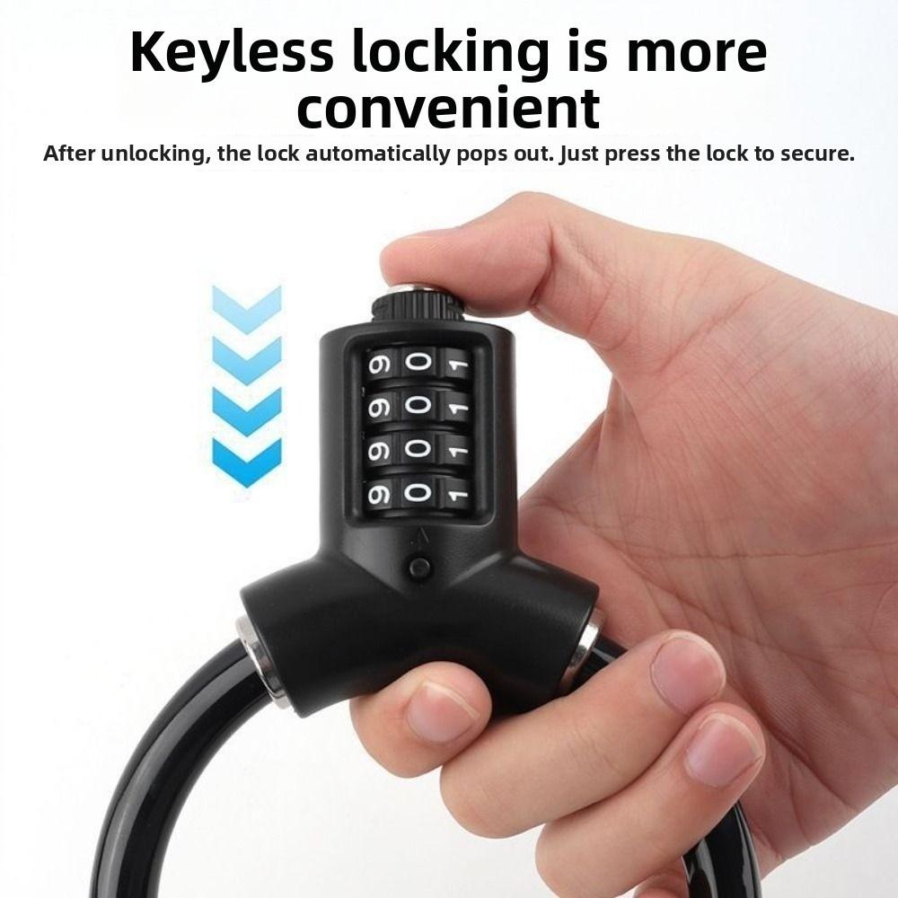 4 Digit Combination Bicycle Combination Lock Portable Ring Lock Keyless Bike Cable Lock Bicycle