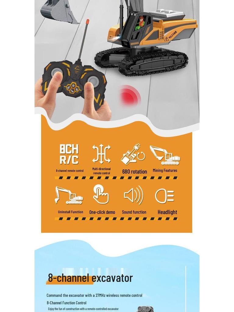 1:24 Alloy Remote Control Excavator & Bulldozer Toy Truck for Kids