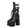 Gothic Style Black Platform Boots Bat Wings Sexy Clube Night Modern Boots Women Mid Calf Ankel Buckle Strap Plus Size 46