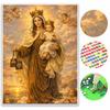 Set Pittura Diamante Fai da Te 5D Full Diamond Vergine Maria Religiosa e Gesù Artigianato per Decorazione Parete Casa