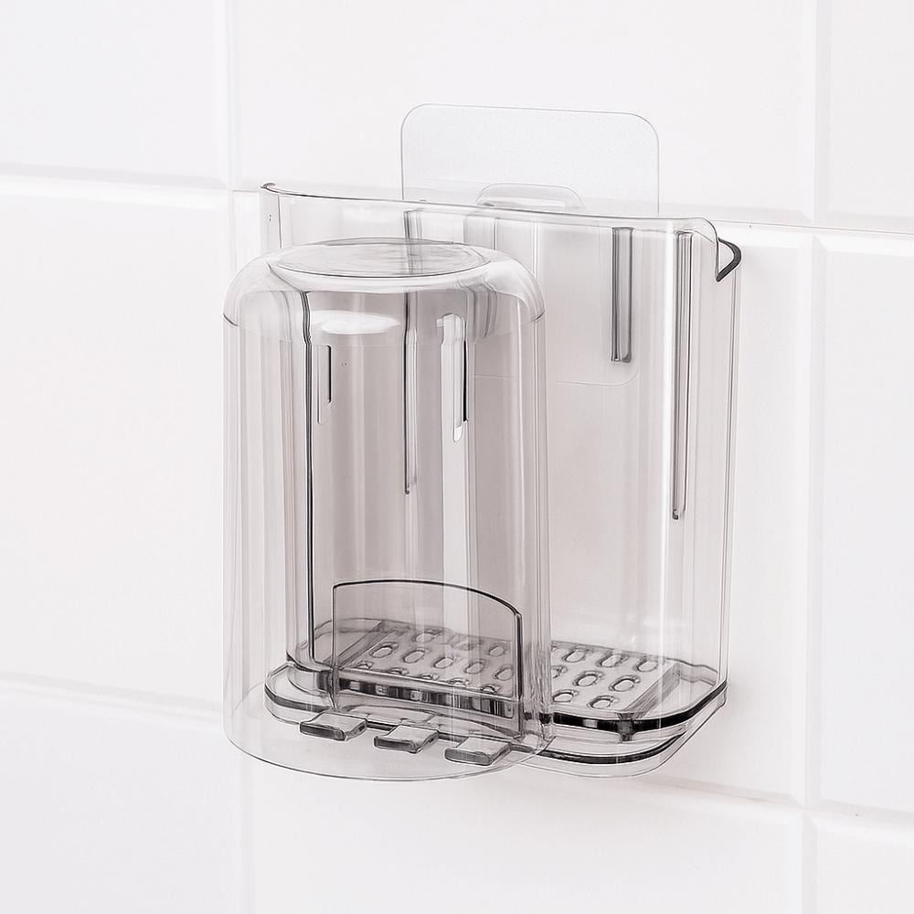 2pcs PET Toothbrush Rack Storage Rack Wall Mounted Mouthwash Cup Rack  Home Organization