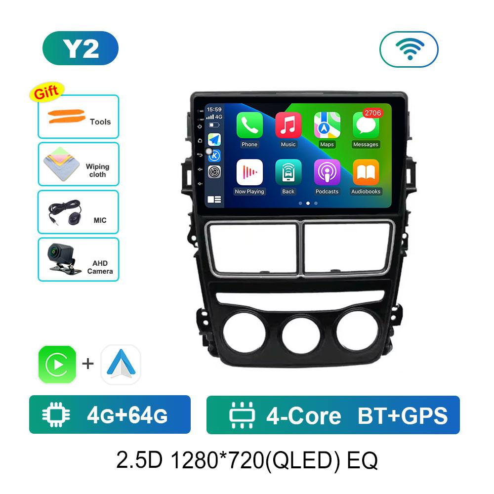 Car Radio Multimedia Player Android 14 Intelligent System for Toyota Vios Yaris 2018 - 2020 GPS 4G WiFi Bluetooth Split Screen