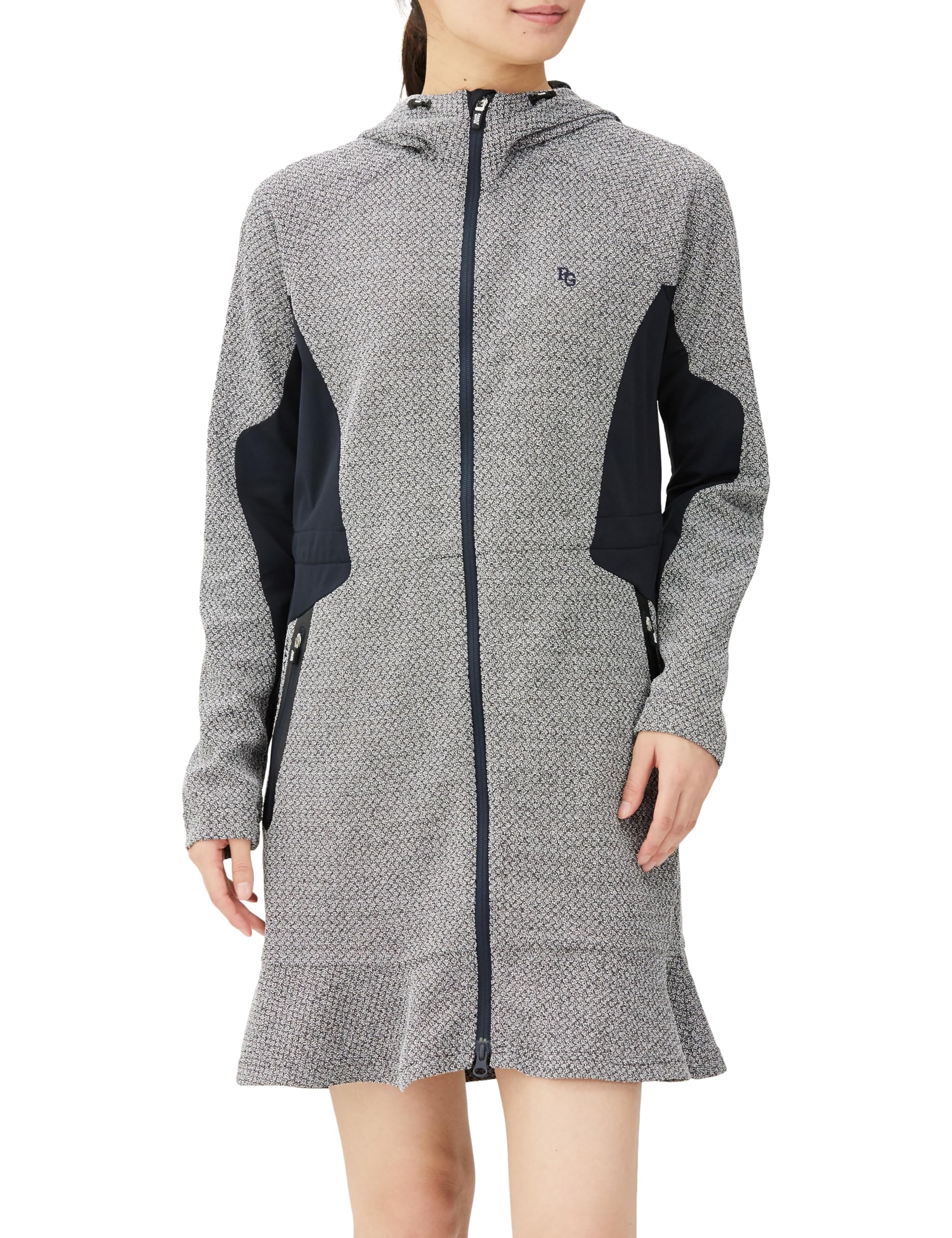

Long Sleeve Hooded Dress Diamond Knit Jacquard x Navy 1 [Pearly Gates] Women s / 055-3224006 030_White [M]