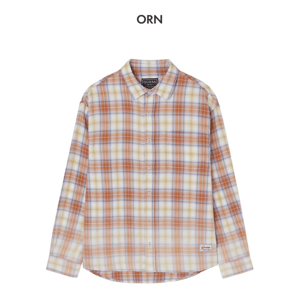 

GUESS Gradient Check Shirt 2 COLORS Unisex Oversized Hyunjin Style gradation checkered shirt - ORANGE - FREE