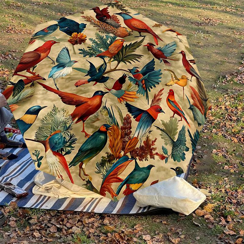 1PC Birds Flowers Umbrella-8-Rib Reinforced Portable Folding Travel Suitable for All Seasons Outdoor Daily Use-H0387