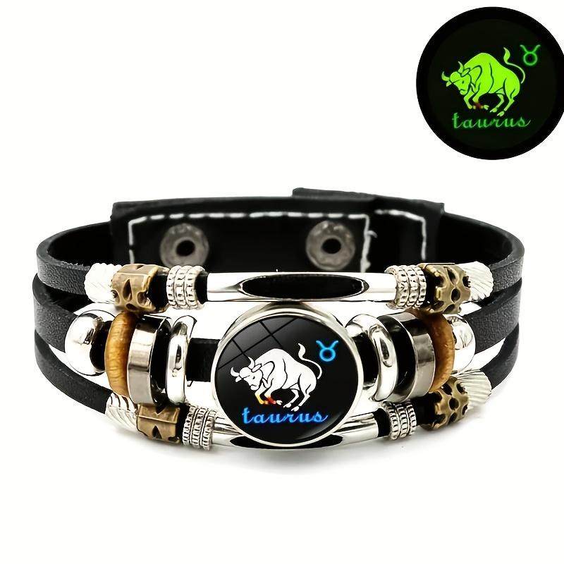 

Звездные созвездия, 1 шт. светящийся браслет из ПУ кожи с 12 созвездиями, крутой многослойный браслет из бусин для мужчин и женщин Taurus