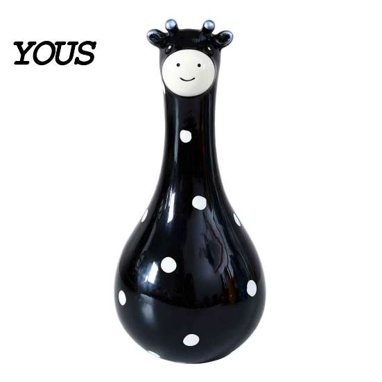 Decorative Resin Vase Cute Polka Dot Giraffe Vase, Hand-painted Flower Creative Big-mouthed Handmade Crafts for Office Holder Home Living Room Bedroom