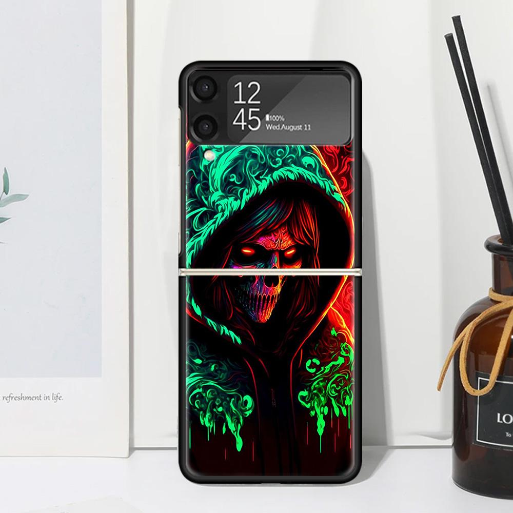 

Halloween Moon Witch Horror Phone Case Cover for Samsung Galaxy Z Flip 7 6 5 4 3 5G Flip3 Flip4 Flip5 ZFlip6 ZFlip7 Black Fundas Samsung Z Flip