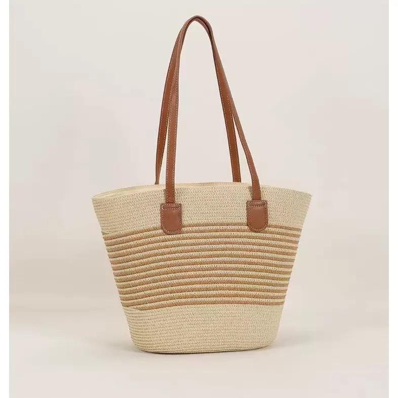 Beach Vacation Straw Bag New Shoulder Bag Summer Straw Tote Bag Large Capacity Portable Woven Bag