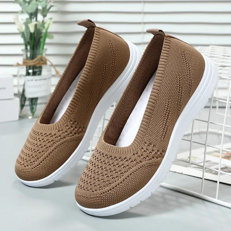 Casual Breathable Flat Shoes for Women Soft Sole Comfort Slip On Walking Shoes Woman Lightweight Shallow Mouth Summer Loafers