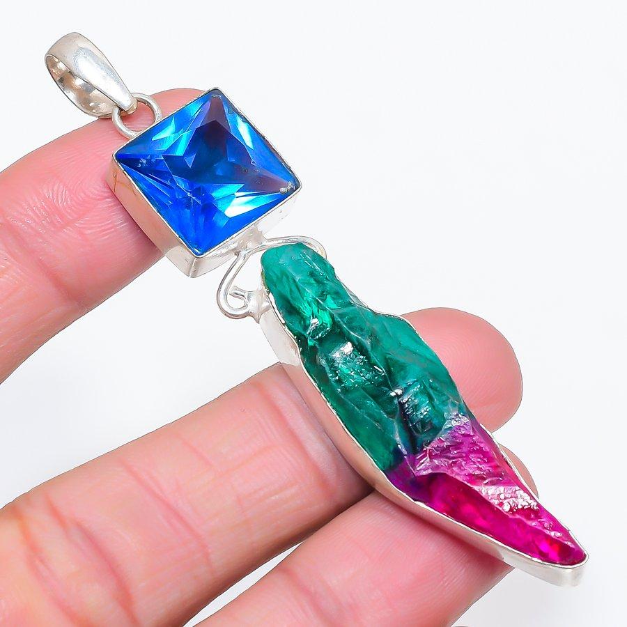 

Натуральный двухцветный турмалин 925 стерлинговое серебро ювелирная подвеска 3,35 Z2h51