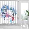 Merry Christmas Shower Curtains New Year Santa Bathroom Decor Bath Curtain Cartoon Snowman Elk Bath Bathroom Curtains